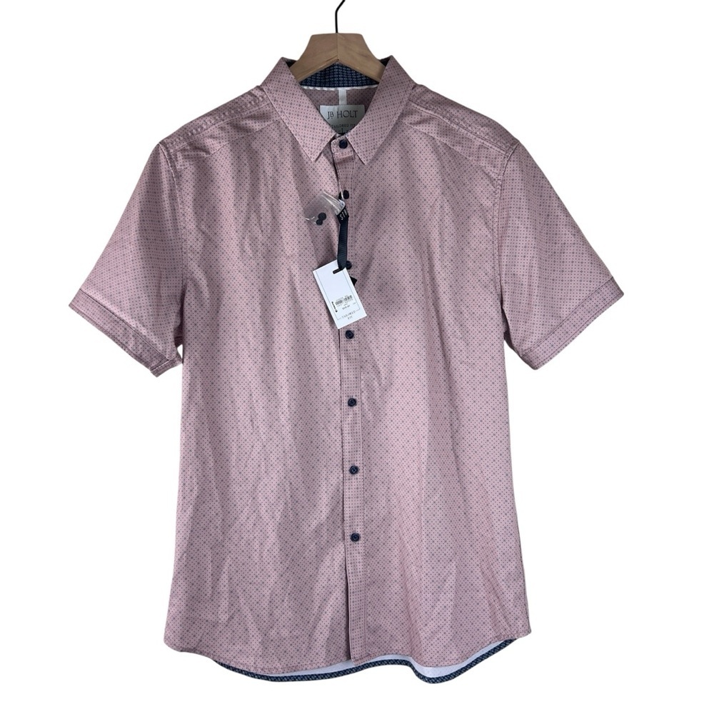 NWT J.B. Holt Buckle Mauve Dot Tailored Performance Stretch Shirt - Picture 2 of 7